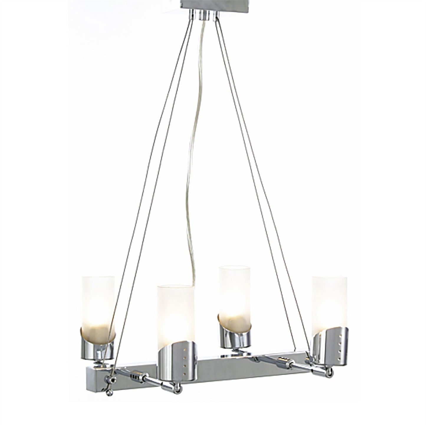 Diyas Kopus Rectangular  On Cable 4 Light G9 Polished Chrome/Frosted Glass Ceiling Pendant Light Fitting