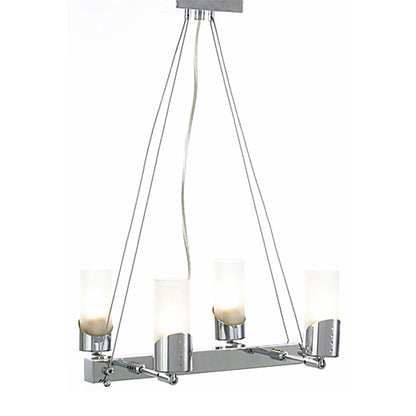 Diyas Kopus Rectangular  On Cable 4 Light G9 Polished Chrome/Frosted Glass Ceiling Pendant Light Fitting