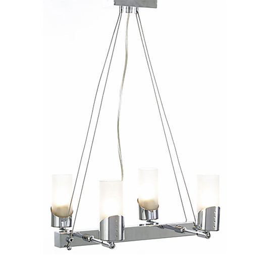 Diyas Kopus Rectangular  On Cable 4 Light G9 Polished Chrome/Frosted Glass Ceiling Pendant Light Fitting