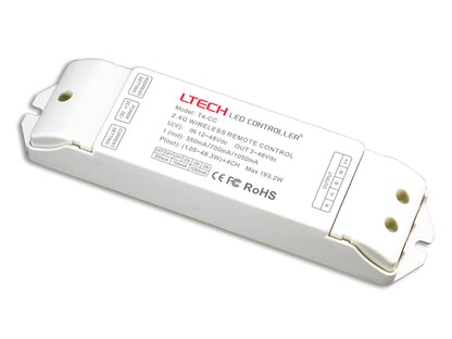 LTECH CV Wireless Receiver, Input Voltage :12/24/36/48V DC,Current Load : CC350/700/1050mA xCH,Out put Power : 1.05~48.3W x 4CH Controllers