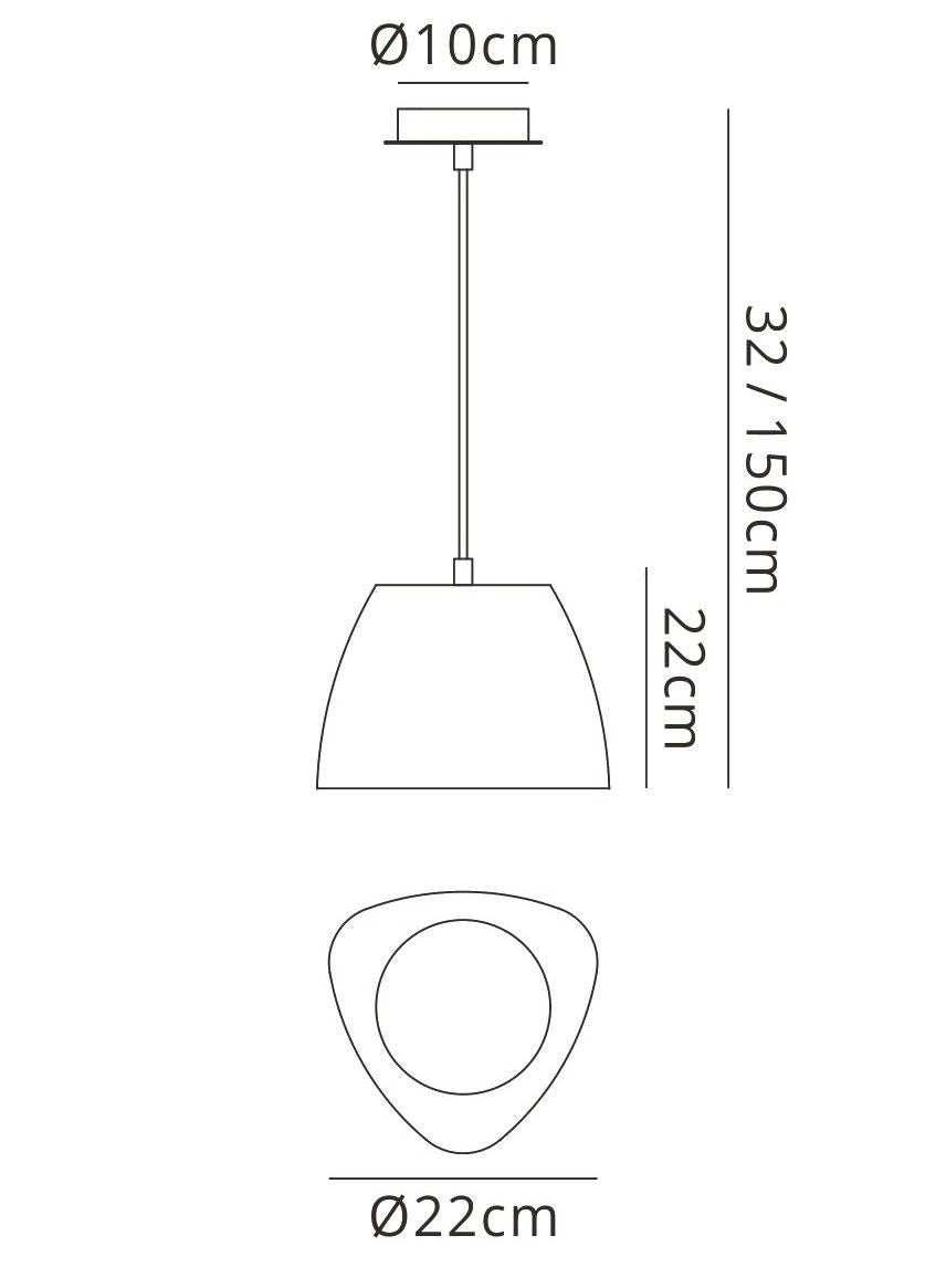 Mantra M4823 Triangle Pendant Small 1 Light E27, Gloss White/Polished Chrome