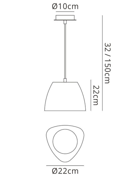 Mantra M4823 Triangle Pendant Small 1 Light E27, Gloss White/Polished Chrome