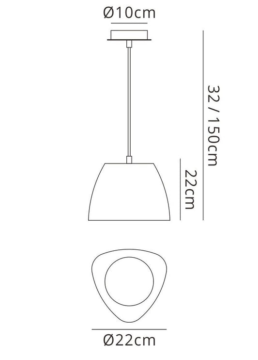 Mantra M4823 Triangle Pendant Small 1 Light E27, Gloss White/Polished Chrome
