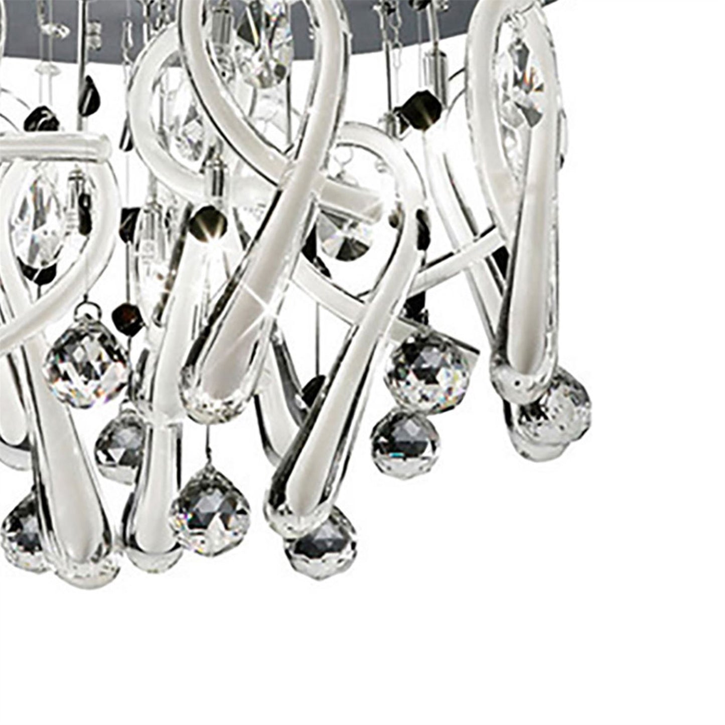 Diyas Class 45cm Flush  Round 10 Light G4 Polished Chrome/White Glass/Crystal, NOT LED/CFL Compatible Ceiling Light Fitting