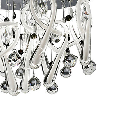Diyas Class 45cm Flush  Round 10 Light G4 Polished Chrome/White Glass/Crystal, NOT LED/CFL Compatible Ceiling Light Fitting