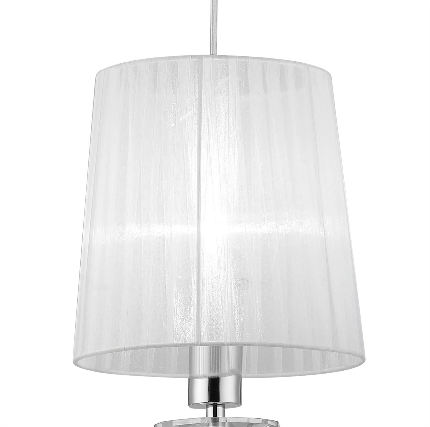 Mantra M3861 Tiffany Pendant 1+1 Light E27+G9, Polished Chrome with White Shade & Clear Crystal