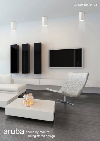 Mantra Fusion M5627 Aruba Flush Small 9.5cm Round 1 x E27, Matt White - M5627 Ceiling