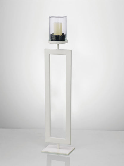 Diyas Home (DH) Nerissa Candle Holder 76cm White/Clear Glass Art
