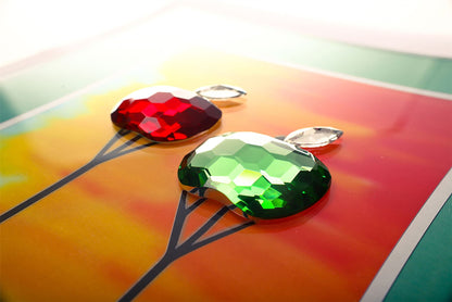 Diyas Home Crystal Wall Art (DH) Nature Apples, Black Frame, Amber, Green, Red Crystal Framed