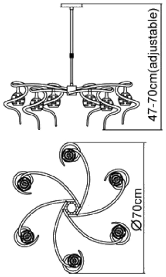 Mantra M0079 Dali Telescopic Pendant Semi Flush Convertible 6 Light G9, Polished Chrome
