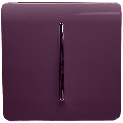 Trendi 1 Gang 2 Way 240V Screwless Artistic Modern Glossy 10 Amp Chrome Rocker Electrical Wall Light Switch in Plum Purple (3 pack)