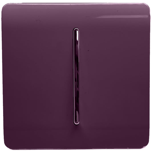 Trendi 1 Gang 2 Way 240V Screwless Artistic Modern Glossy 10 Amp Chrome Rocker Electrical Wall Light Switch in Plum Purple (3 pack)