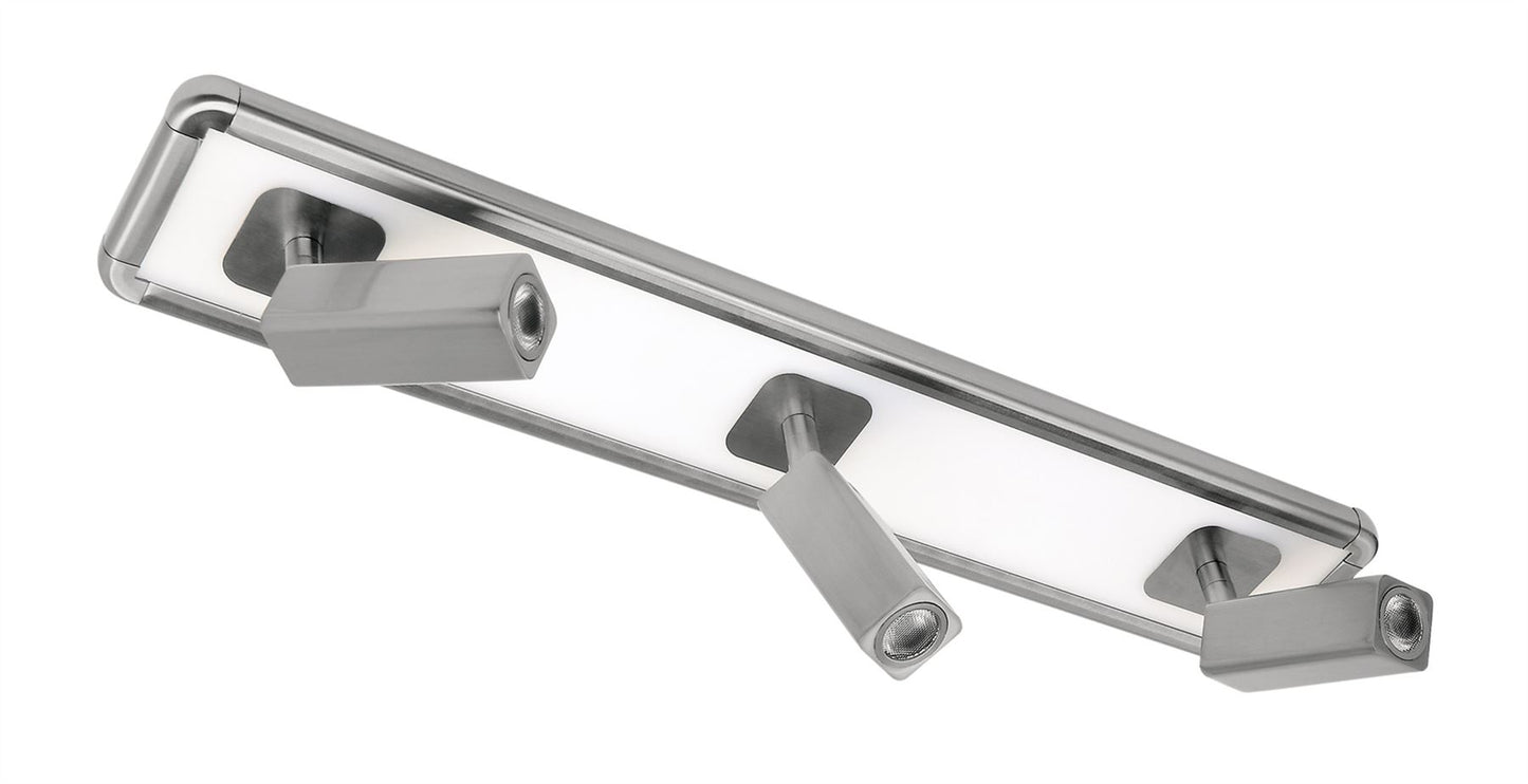 Mantra M5252 Ibiza Ceiling Light, Wall 3 Head with Backlit Light 30W LED Satin Nickel 4000K, 2200lm,, 3yrs Warranty