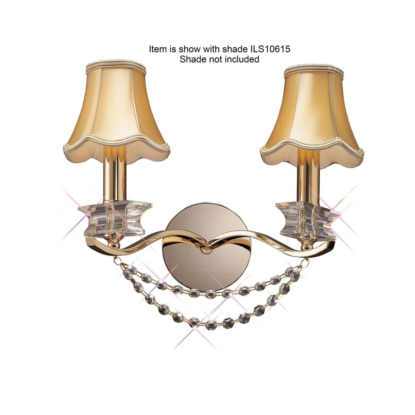 Diyas Nydia Wall Light 2 Light E14 French Gold/Crystal