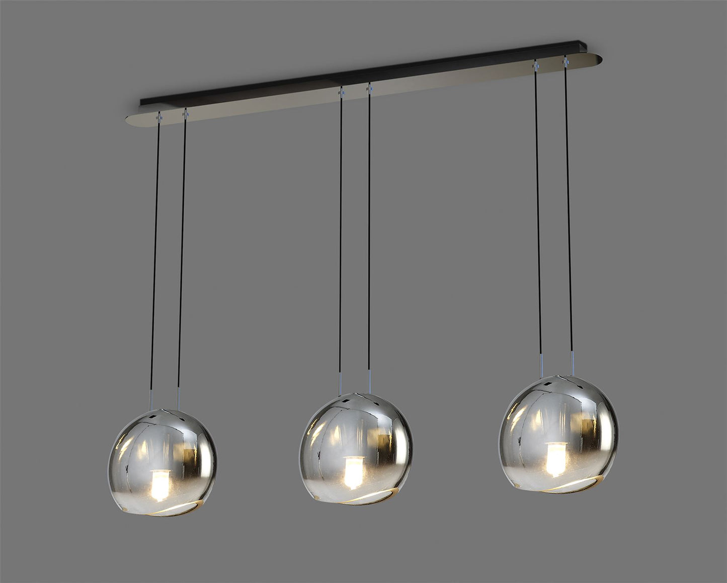 Mantra Lens Linear Pendant, 3 x E14 (Max 40W) Chrome Glass