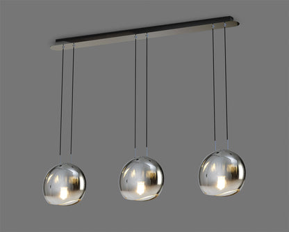 Mantra Lens Linear Pendant, 3 x E14 (Max 40W) Chrome Glass
