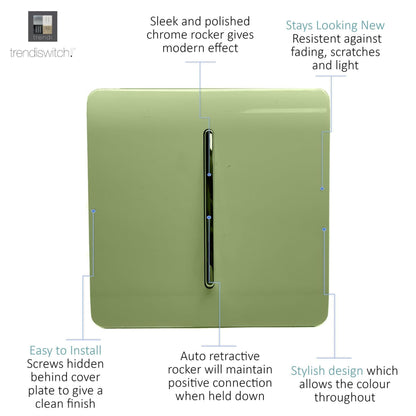 Trendi Artistic Modern Glossy Tactile Auto Retractive Door Bell Switch Moss Green