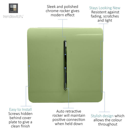 Trendi Artistic Modern Glossy Tactile Auto Retractive Door Bell Switch Moss Green