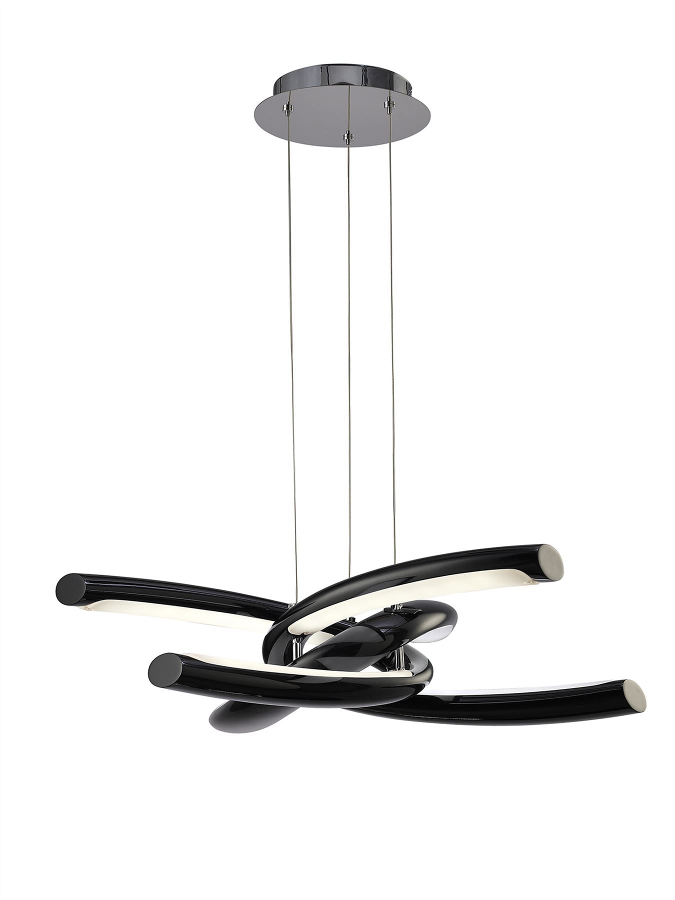 Mantra M3971 Knot Pendant 36W LED 3000K, 3600lm, Gloss Black/White Acrylic/Polished Chrome, 3yrs Warranty