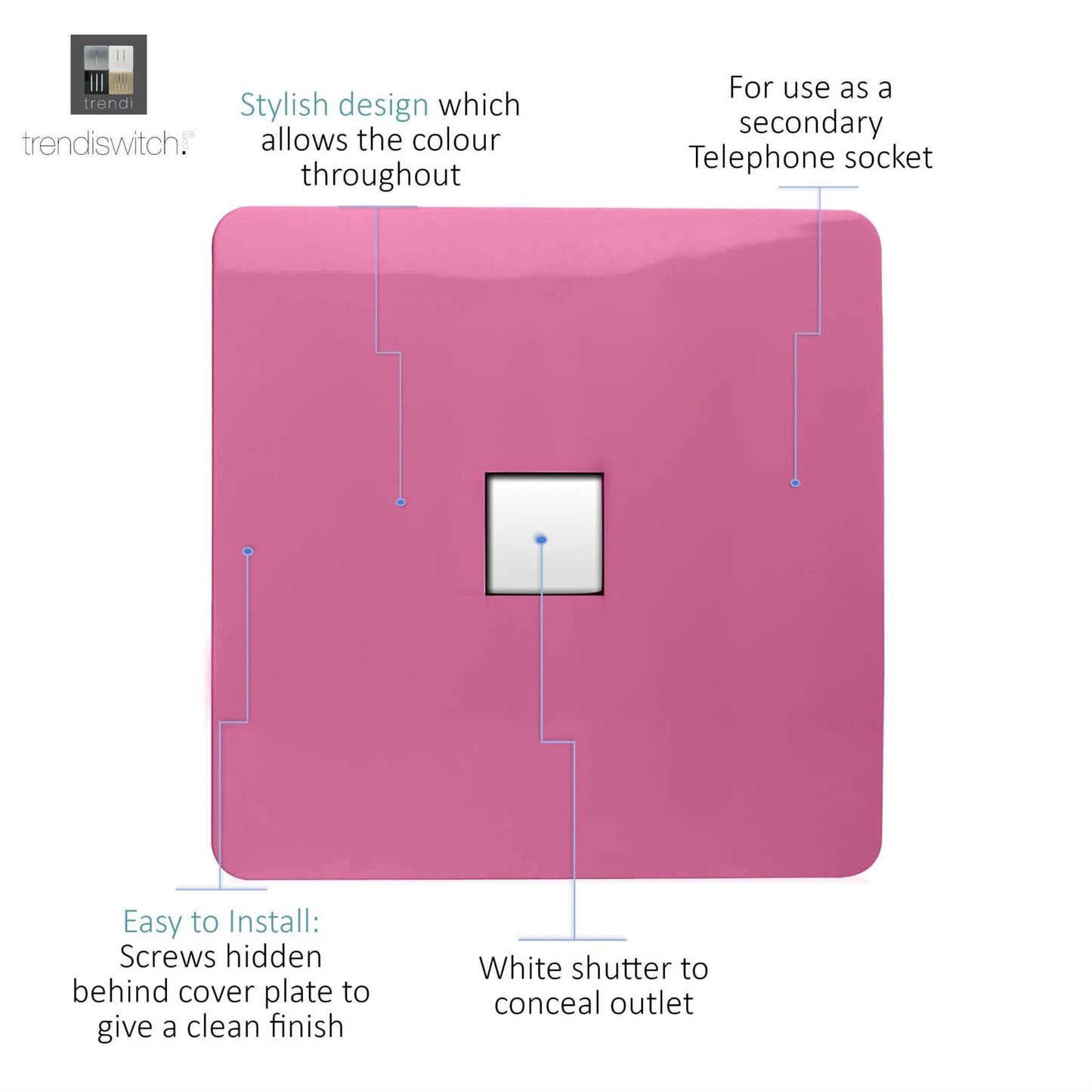 Trendi Artistic Modern Glossy Tactile Telephone Socket Pink