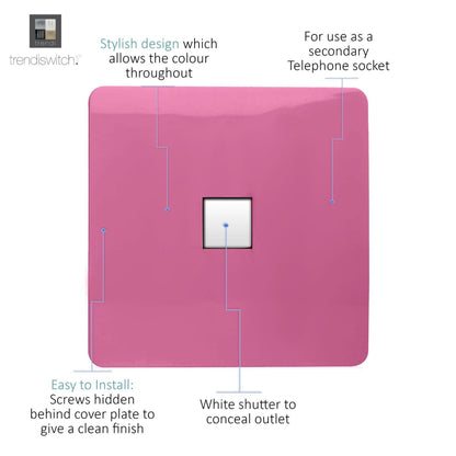 Trendi Artistic Modern Glossy Tactile Telephone Socket Pink