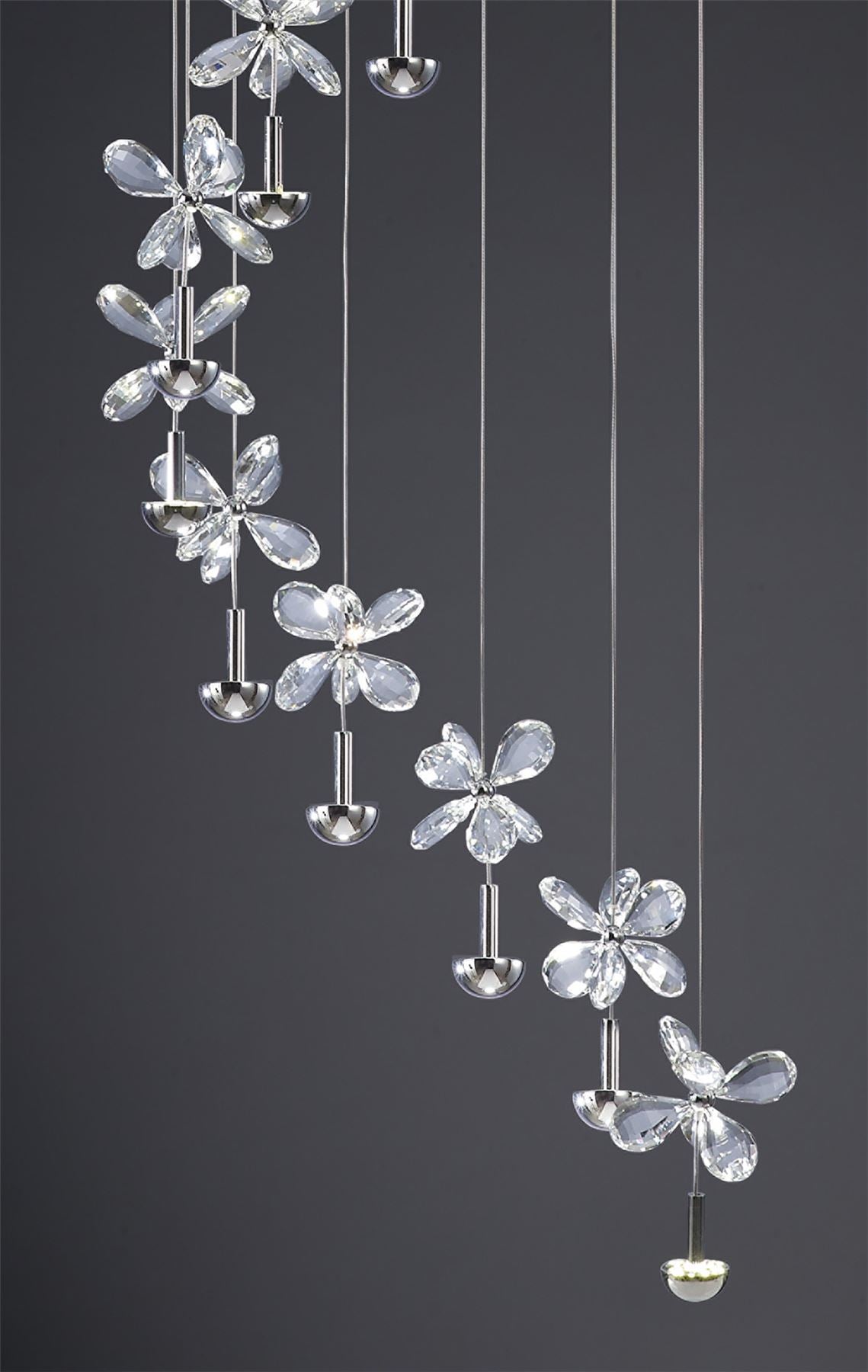 Diyas Aviva 45cm  12 Light 4000K LED Polished Chrome/Crystal Ceiling Pendant Light Fitting