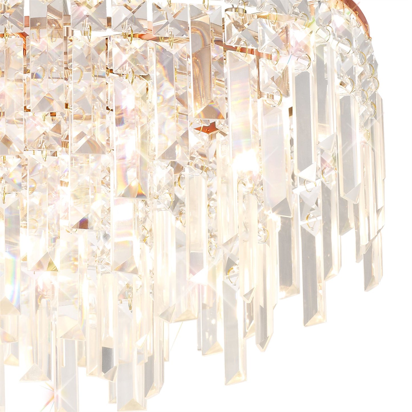 Diyas Maddison 42cm  Round 6 Light G9 Rose Gold/Crystal Ceiling Pendant Light Fitting