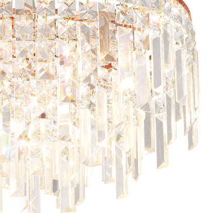 Diyas Maddison 42cm  Round 6 Light G9 Rose Gold/Crystal Ceiling Pendant Light Fitting