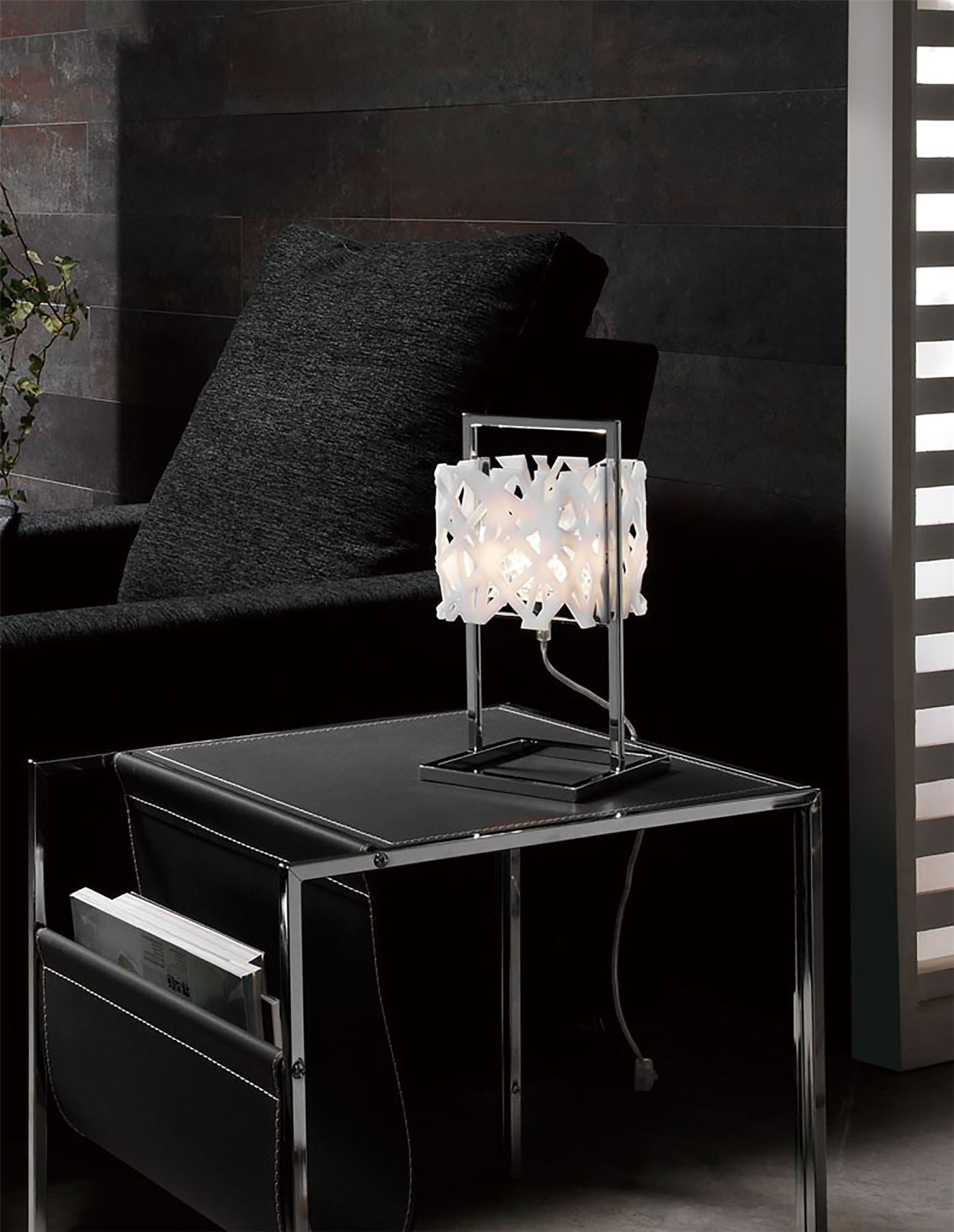 Mantra M1251 Tokio Table Lamp 1 Light G9, Gloss White/Polished Chrome