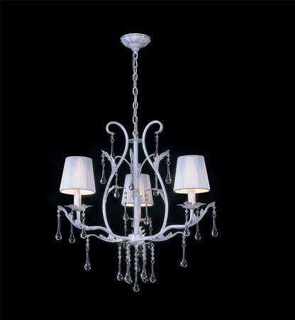 Diyas Flur 50cm  Round 3 Light E14 White French Gold Ceiling Pendant Light Fitting