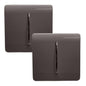 Trendi 2 Gang 2 Way 240V Screwless Artistic Modern Glossy 10 Amp Chrome Rocker Electrical Wall Light Switch in Dark Mocha Brown (2 pack)