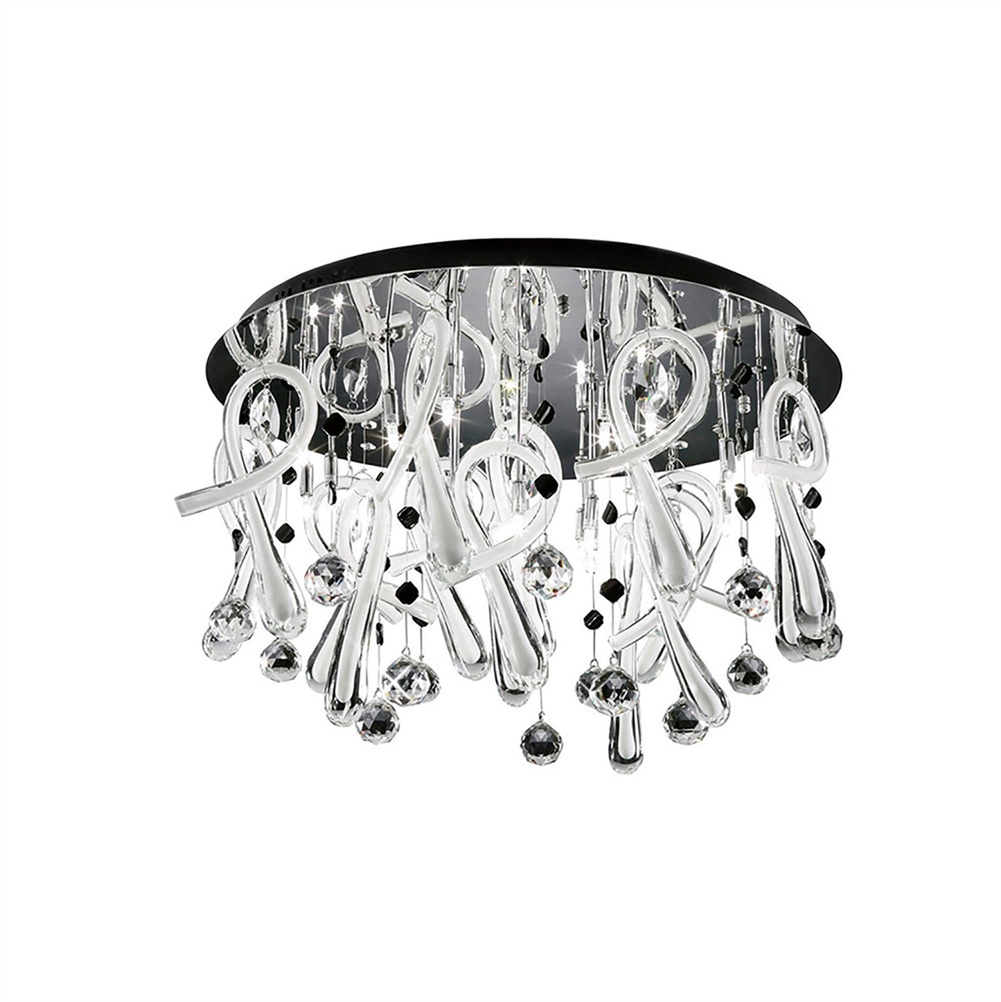 Diyas Class 60cm Flush  Round 20 Light G4 Polished Chrome/White Glass/Crystal, NOT LED/CFL Compatible Ceiling Light Fitting