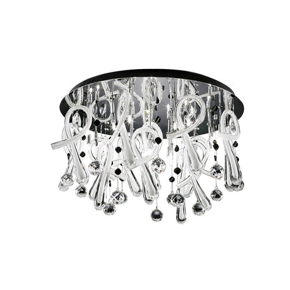 Diyas Class 60cm Flush  Round 20 Light G4 Polished Chrome/White Glass/Crystal, NOT LED/CFL Compatible Ceiling Light Fitting