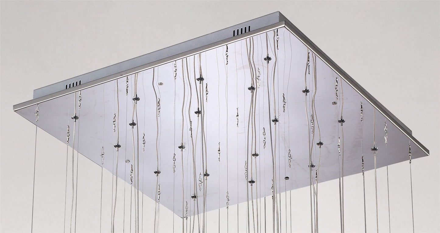 Diyas Class  Square 20 Light G4 Polished Chrome/Black Glass/Crystal, NOT LED/CFL Compatible Ceiling Pendant Light Fitting