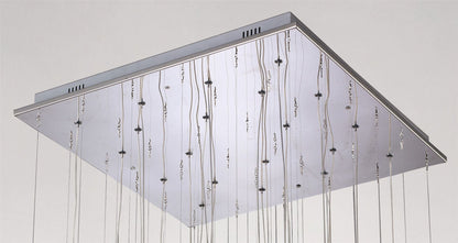 Diyas Class  Square 20 Light G4 Polished Chrome/Black Glass/Crystal, NOT LED/CFL Compatible Ceiling Pendant Light Fitting
