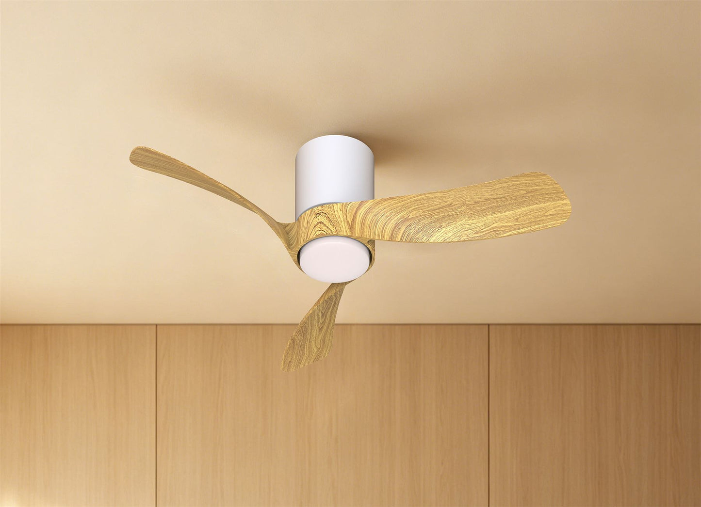 Nemo XS 72cm 18W LED Dimmable Ceiling Light With Built-In 26W DC Fan, 2700-5000K Remote Control, 2800lm, White/Wood, 5yrs Warranty