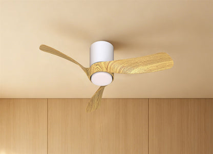 Nemo XS 72cm 18W LED Dimmable Ceiling Light With Built-In 26W DC Fan, 2700-5000K Remote Control, 2800lm, White/Wood, 5yrs Warranty