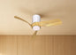 Nemo XS 72cm 18W LED Dimmable Ceiling Light With Built-In 26W DC Fan, 2700-5000K Remote Control, 2800lm, White/Wood, 5yrs Warranty