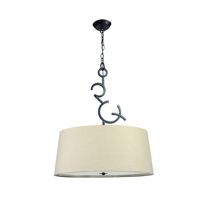 Mantra M5213 Argi Pendant 3 Light E27 Round with Taupe Shades Brown Oxide