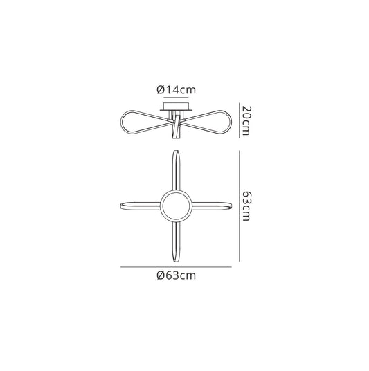 Mantra M5982 Bucle Square Ceiling 40W LED 3000K, 3500lm, Silver/Polished Chrome/Frosted Acrylic, 3yrs Warranty - M5982 Ceiling