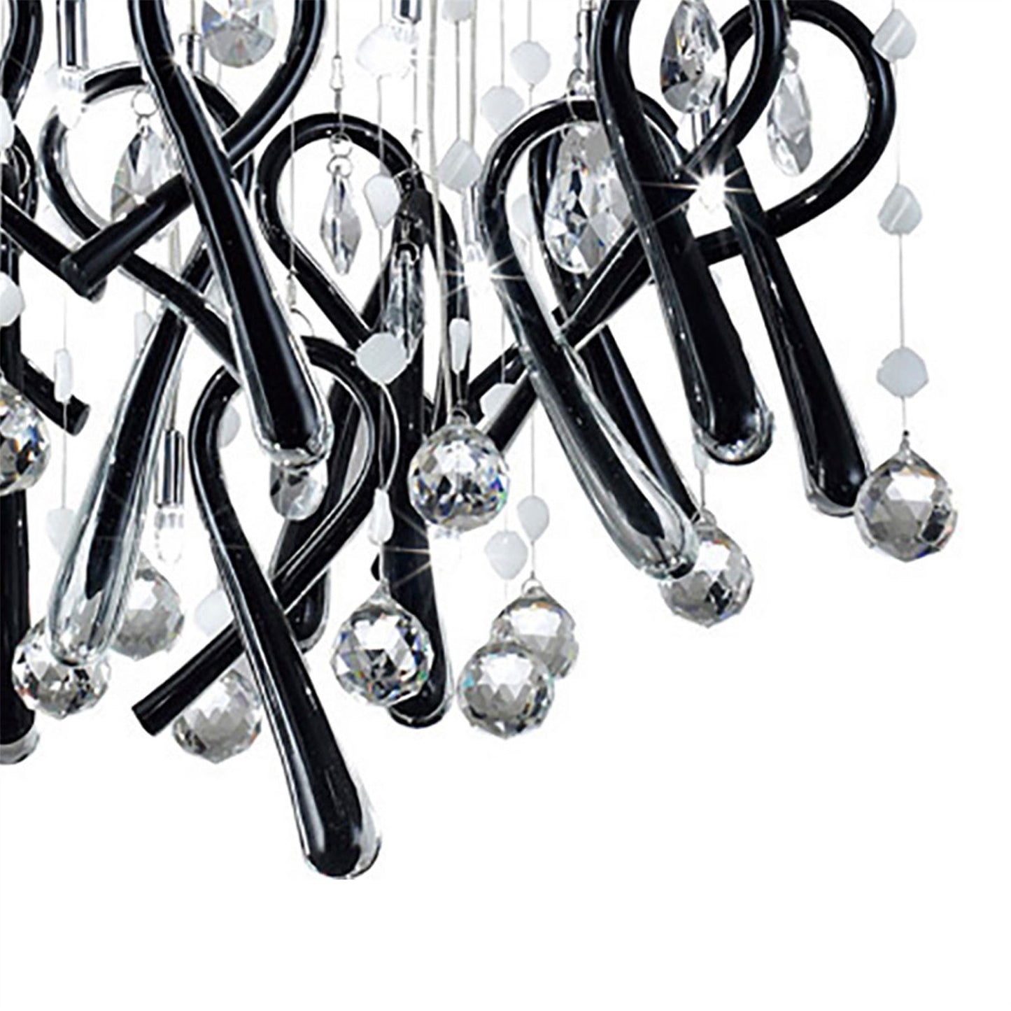 Diyas Class  Square 10 Light G4 Polished Chrome/Black Glass/Crystal, NOT LED/CFL Compatible Ceiling Pendant Light Fitting