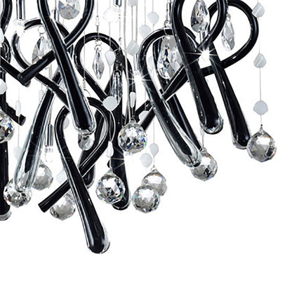 Diyas Class  Square 10 Light G4 Polished Chrome/Black Glass/Crystal, NOT LED/CFL Compatible Ceiling Pendant Light Fitting