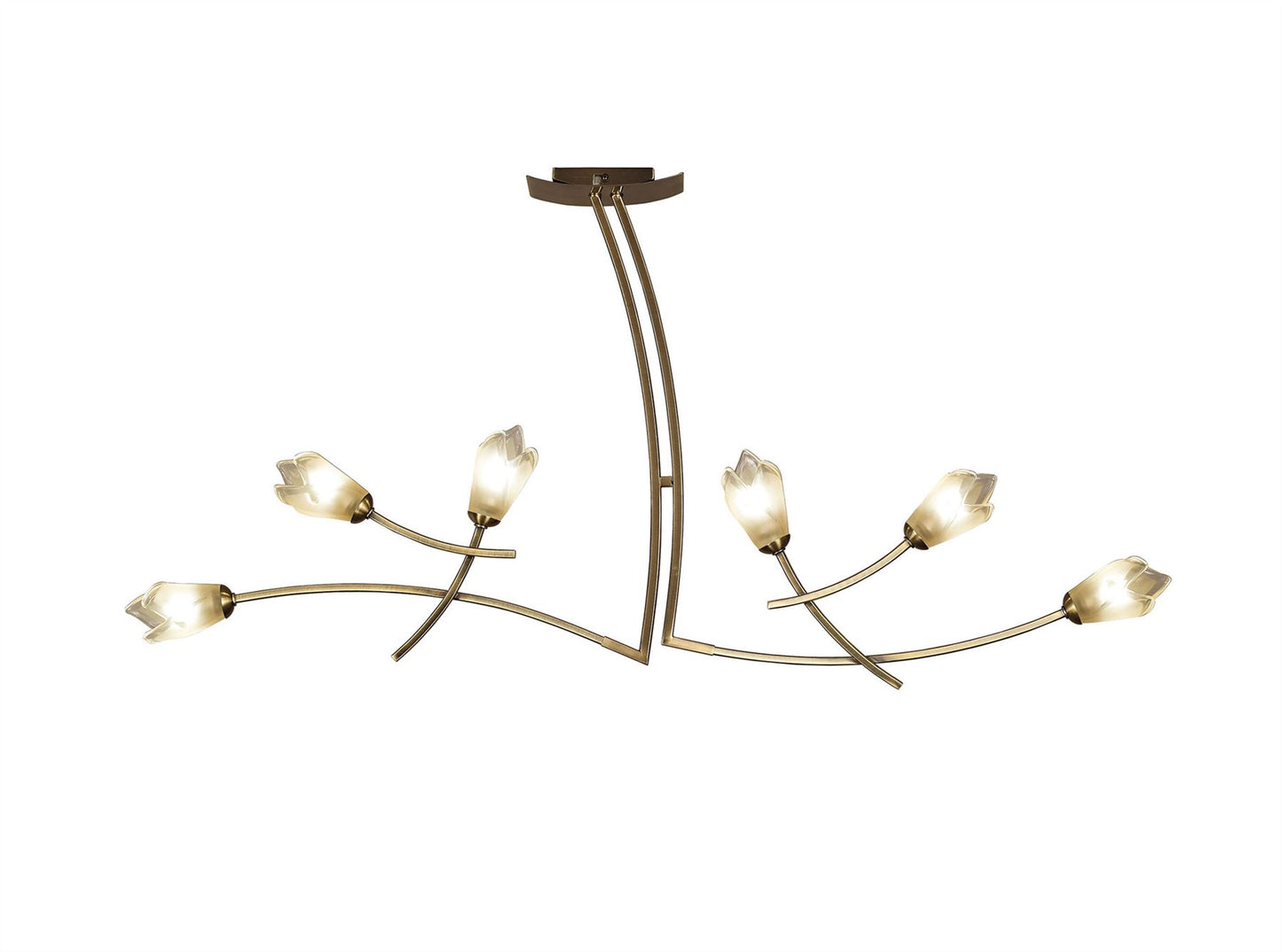 Mantra Pietra Linear Pendant 2 Arm 6 Light G9, Antique Brass