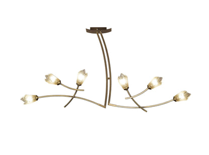 Mantra Pietra Linear Pendant 2 Arm 6 Light G9, Antique Brass