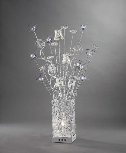 Diyas Home Koil Aluminium (DH) Koil Crystal Table Lamp 4 Light G4 Aluminium/White, NOT LED/CFL Compatible