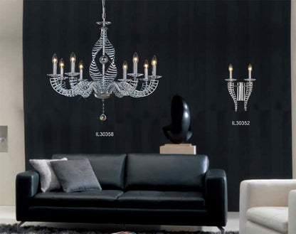 Diyas Santo 78cm  8 Light E14 Polished Chrome/Crystal Ceiling Pendant Light Fitting