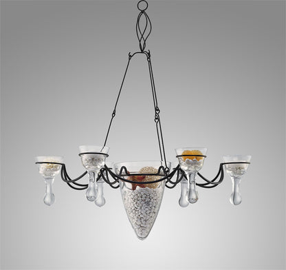Diyas Home (DH) Tessa  6 Arm Polished Chrome/Clear Glass Ceiling Pendant Light Fitting