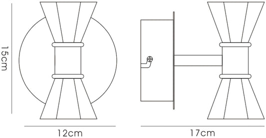 Diyas Elisa Wall Light 2 Light G4 Polished Chrome, NOT LED/CFL Compatible