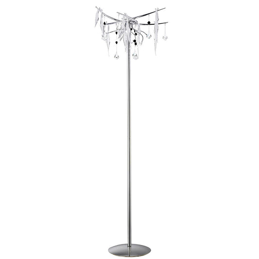 Diyas Cygnet Floor Lamp 6 Light G4 Polished Chrome/White Glass/Crystal, NOT LED/CFL Compatible Item Weight: 15kg