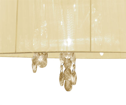 Mantra Tiffany 50cm Pendant 3+3 Light E14+G9, French Gold with Cream Shade & Clear Crystal
